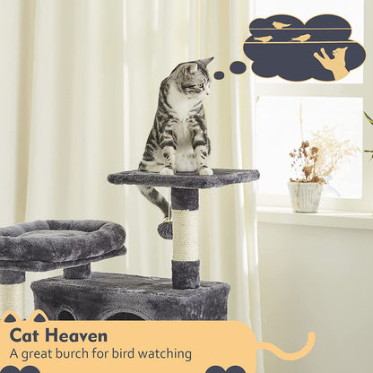 Cat Tree Condo Furniture with Scratching Posts, Plush Cozy Perch and Dangling Balls, Multi-Level Kitten Tower - Dark Gray