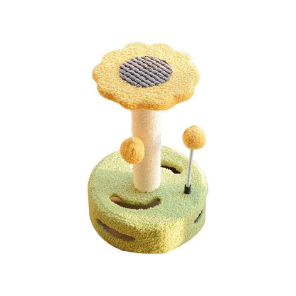 14Inch Cat Tree for Indoor Small Cats Kitten Less than 8.8 Pounds, with 1 Sisal Covered Scratching Post 1 Small Top Perch 1 Spring Ball 1 Hanging Toy Ball, Green+Yellow