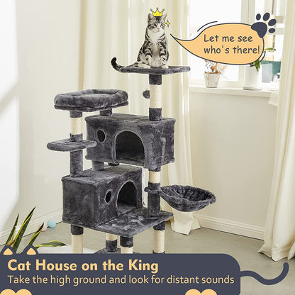 Cat Tree Condo Furniture with Scratching Posts, Plush Cozy Perch and Dangling Balls, Multi-Level Kitten Tower - Dark Gray