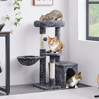 Cat Tree, 34In Cat Tower, Multi-Level Cat Condo with Extra Scratch Boards and Sisal Posts as Kitty Activity Center Cat Stand Tree for Indoor Cats