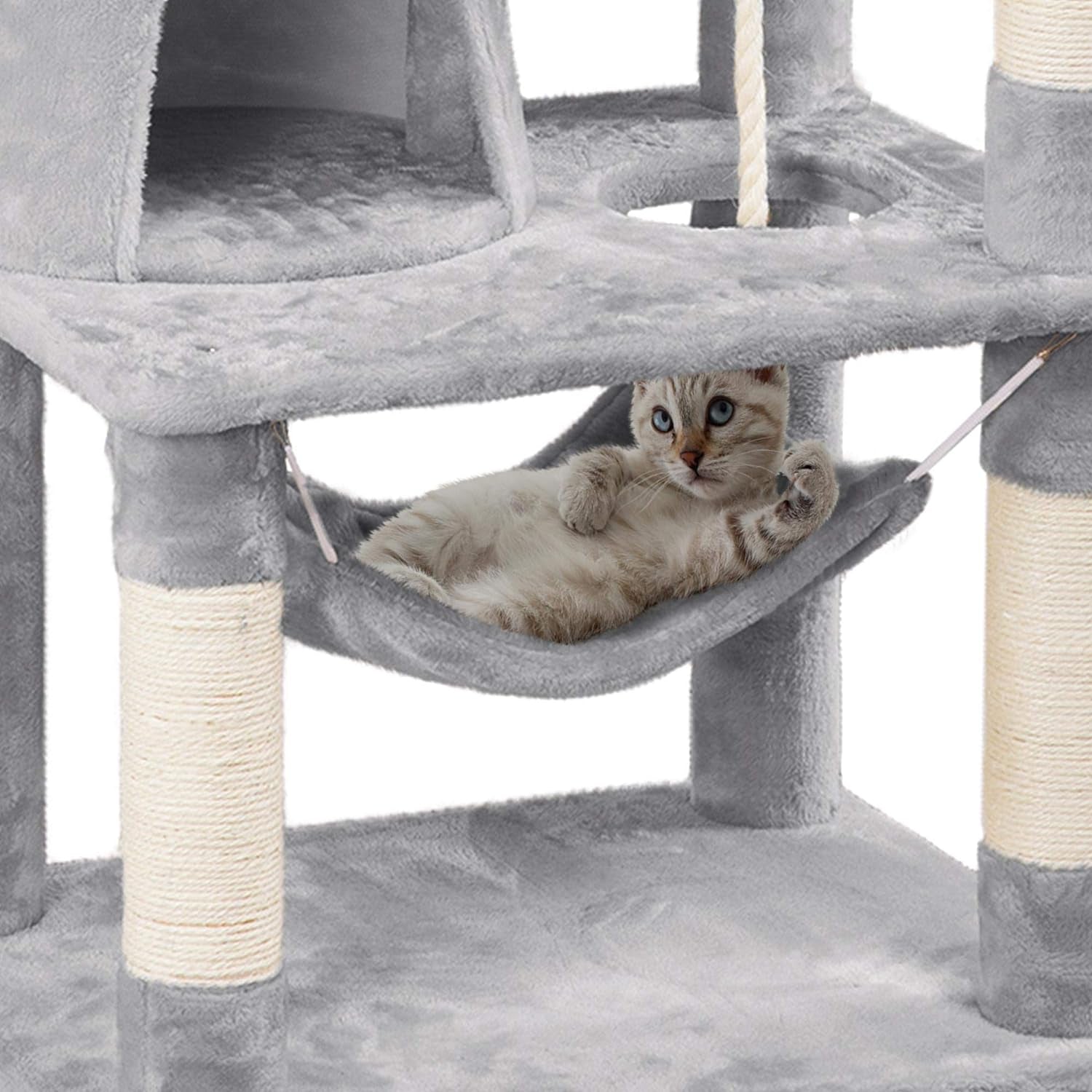 62.2Inches Cat Tree Cat Towers Cat Condo with Platform & Hammock, Scratching Posts for Kittens Pet Play House with Plush Perch for Indoor Activity Relaxing