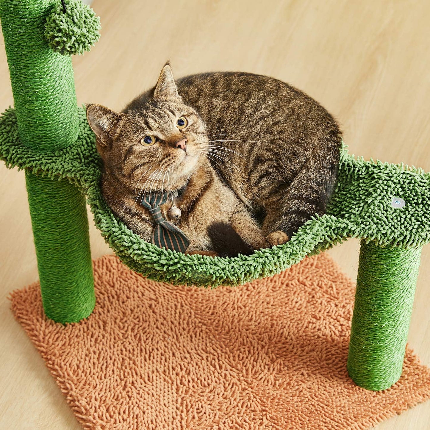 Deluxe 31" Cactus Cat Tree with Cozy Hammock & Scratch-Resistant Sisal for Small Cats - Stylish Brown Design