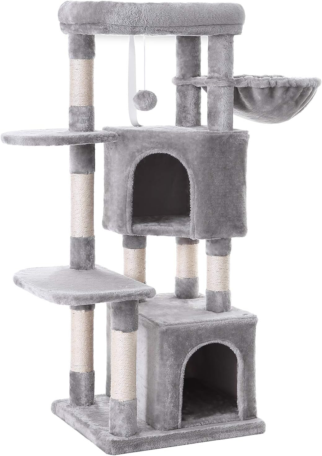 Ultimate Cat Tree Tower with Scratching Posts - 47.2 Inches - Stylish Light Gray Design