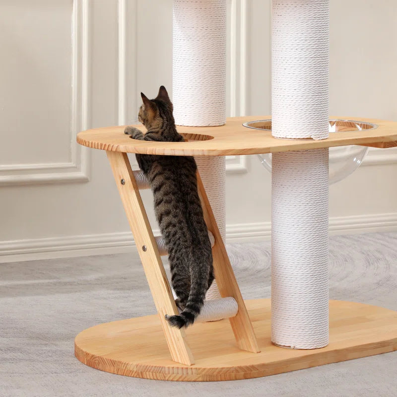 Large Solid Wood Cat Tree Multi-Level Tall Cat Tower Cat Tree for Indoor Cats Large Adult