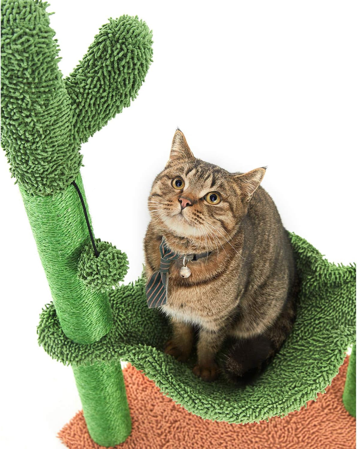 Deluxe 31" Cactus Cat Tree with Cozy Hammock & Scratch-Resistant Sisal for Small Cats - Stylish Brown Design