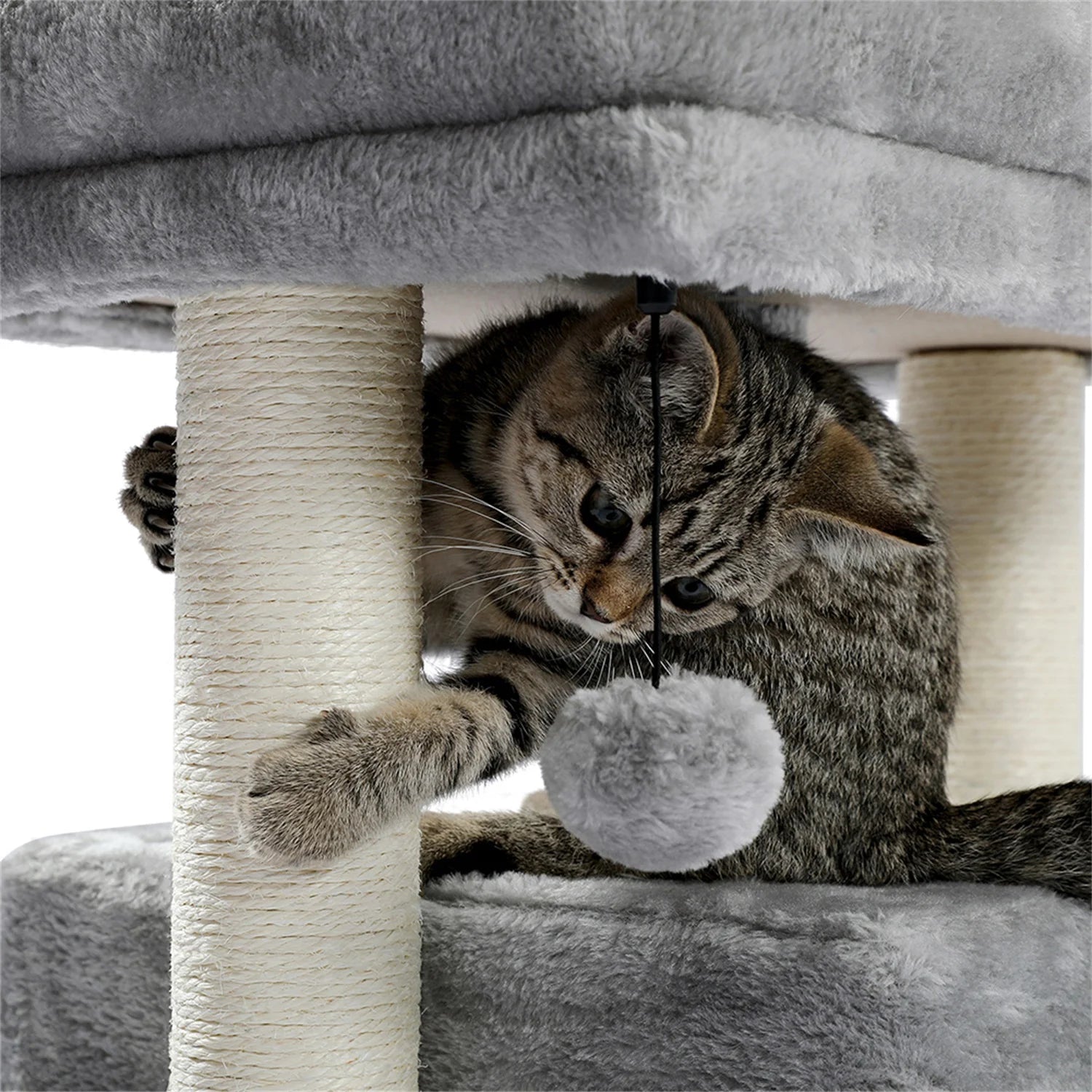 29" Cat Tree Tower for Indoor Cats Cat Condo with Sisal Scratching Posts, Plush Perch, Cat Bed Furniture, Gray