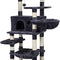 Luxury Cat Tree for Large Cats - Spacious Tower with Scratching Posts, Plush Perches, Cozy Condo & Basket in Smoky Gray