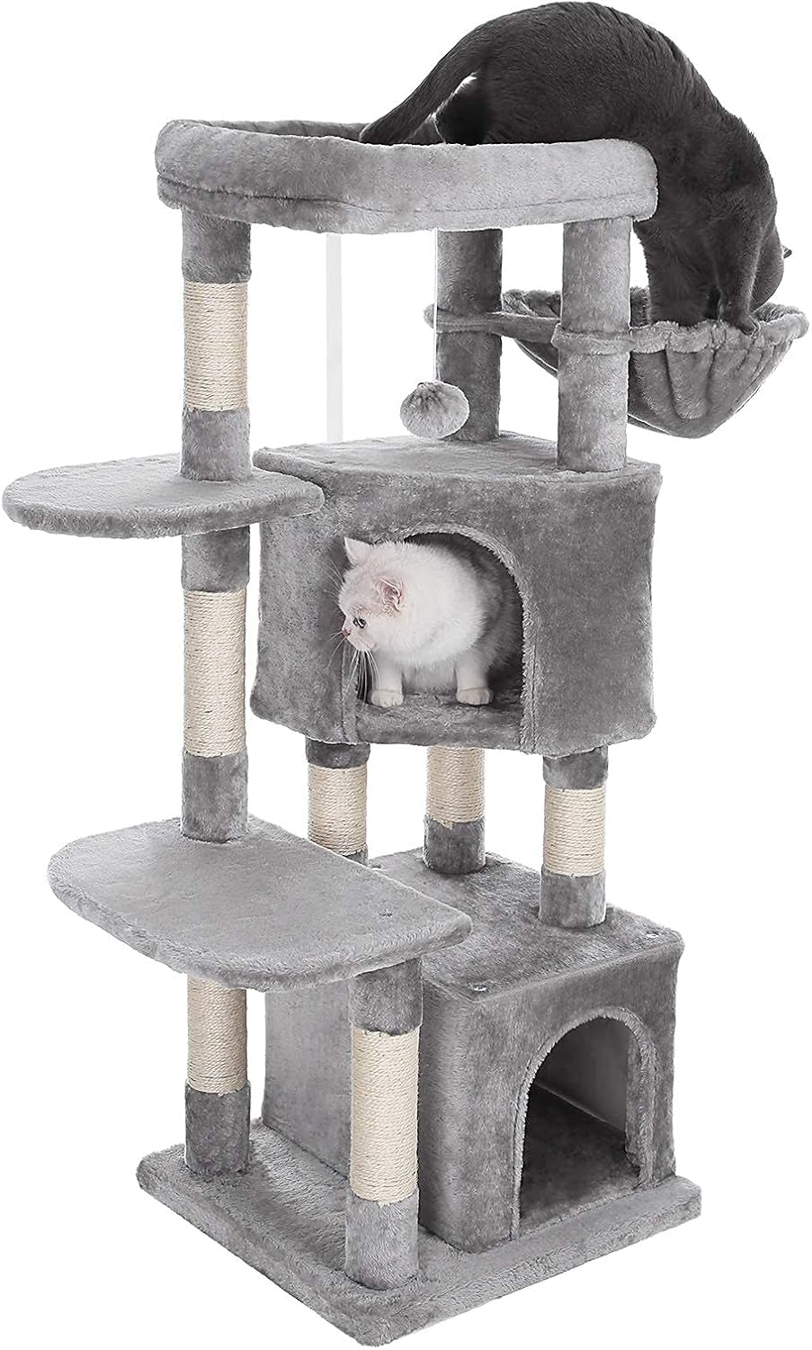 Ultimate Cat Tree Tower with Scratching Posts - 47.2 Inches - Stylish Light Gray Design