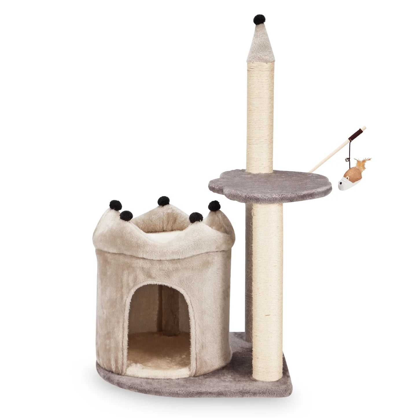 35" Cat Tree, Small Cat Tower with Scratching Post and Cat Condo, Grey