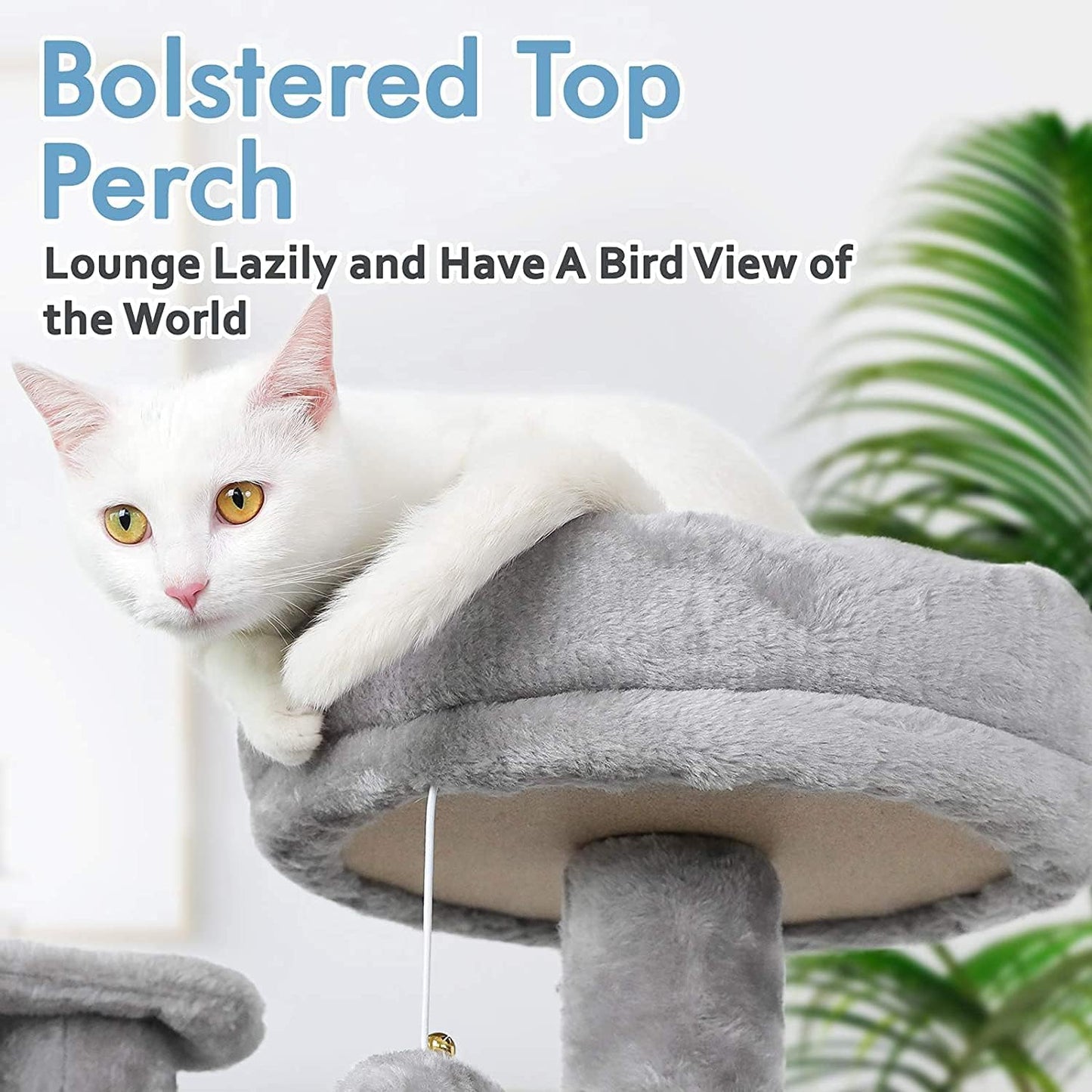 Deluxe 61" Cat Tree Tower - Multi-Level Condo with Hammock, Scratching Posts, Plush Perch & Toys - Perfect for Indoor Kittens - Light Grey