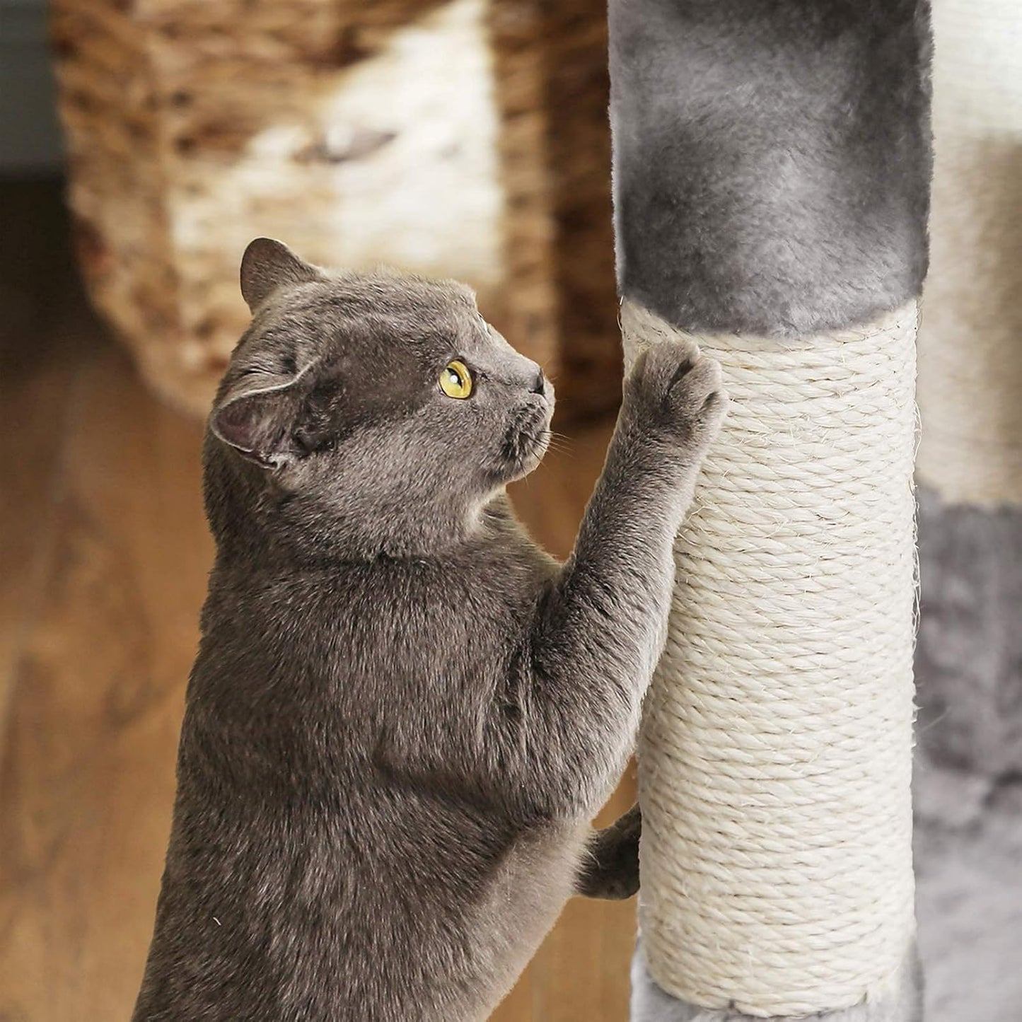 Ultimate Cat Tree Tower with Scratching Posts - 47.2 Inches - Stylish Light Gray Design