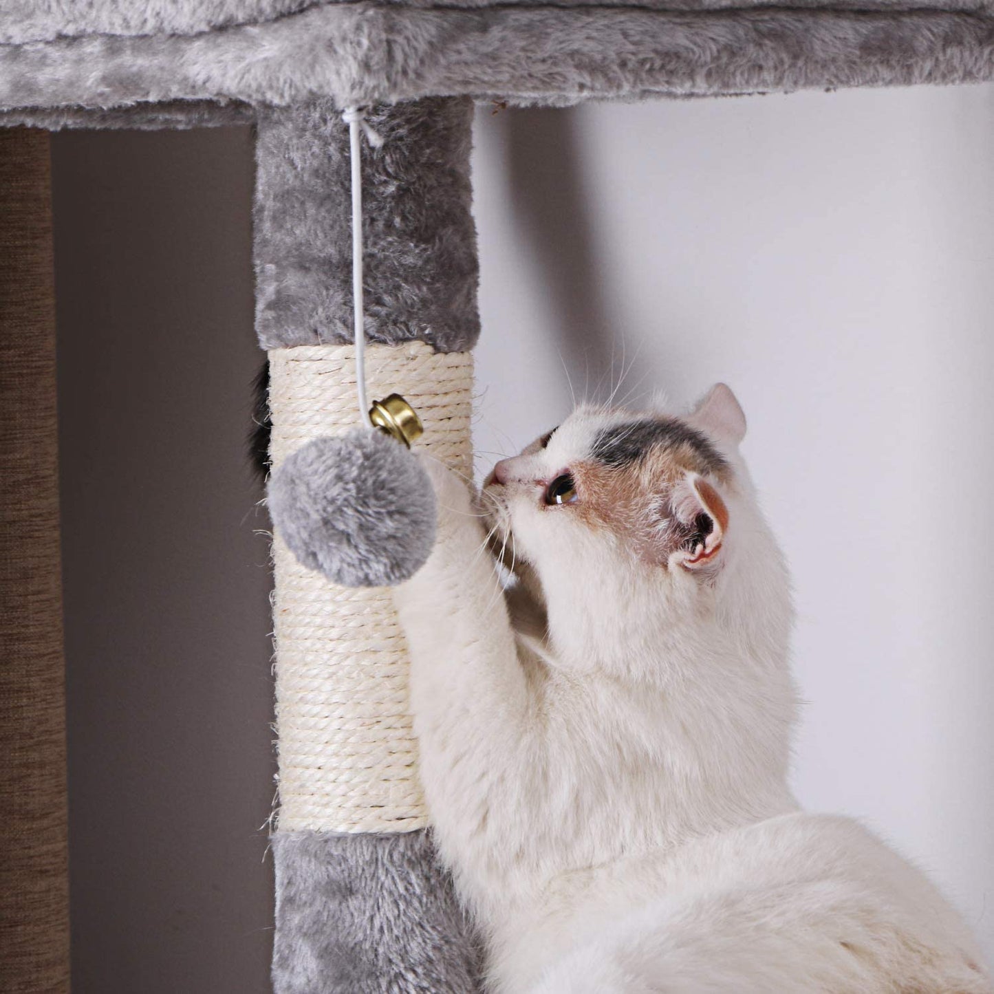 Cat Tree Condo Furniture Kitten Activity Tower Pet Kitty Play House with Scratching Posts Perch Hammock Tunnel MMJ02 (Light Grey)