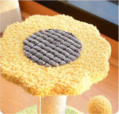 14Inch Cat Tree for Indoor Small Cats Kitten Less than 8.8 Pounds, with 1 Sisal Covered Scratching Post 1 Small Top Perch 1 Spring Ball 1 Hanging Toy Ball, Green+Yellow