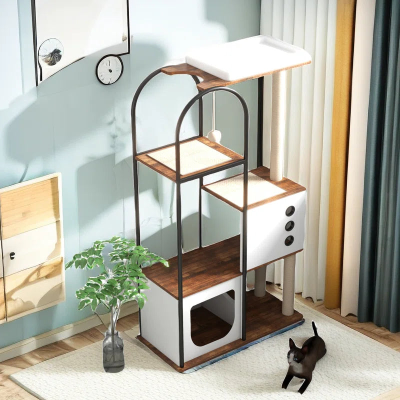 Daumantas 59.8'' H Cat Tree, Cat Tower House with Scratcher Post