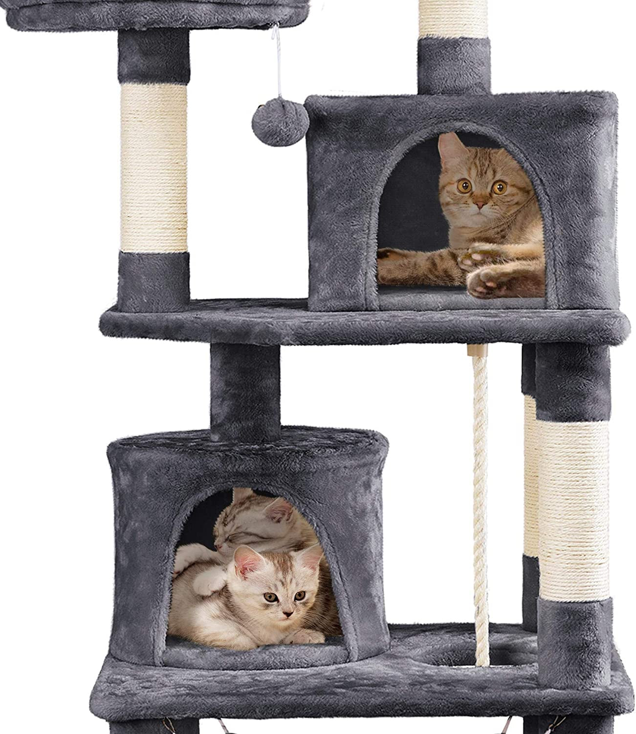 62.2Inches Cat Tree Cat Tower Cat Condo with Platform & Hammock, Scratching Posts for Kittens Pet Play House with Plush Perch for Indoor Activity Relaxing