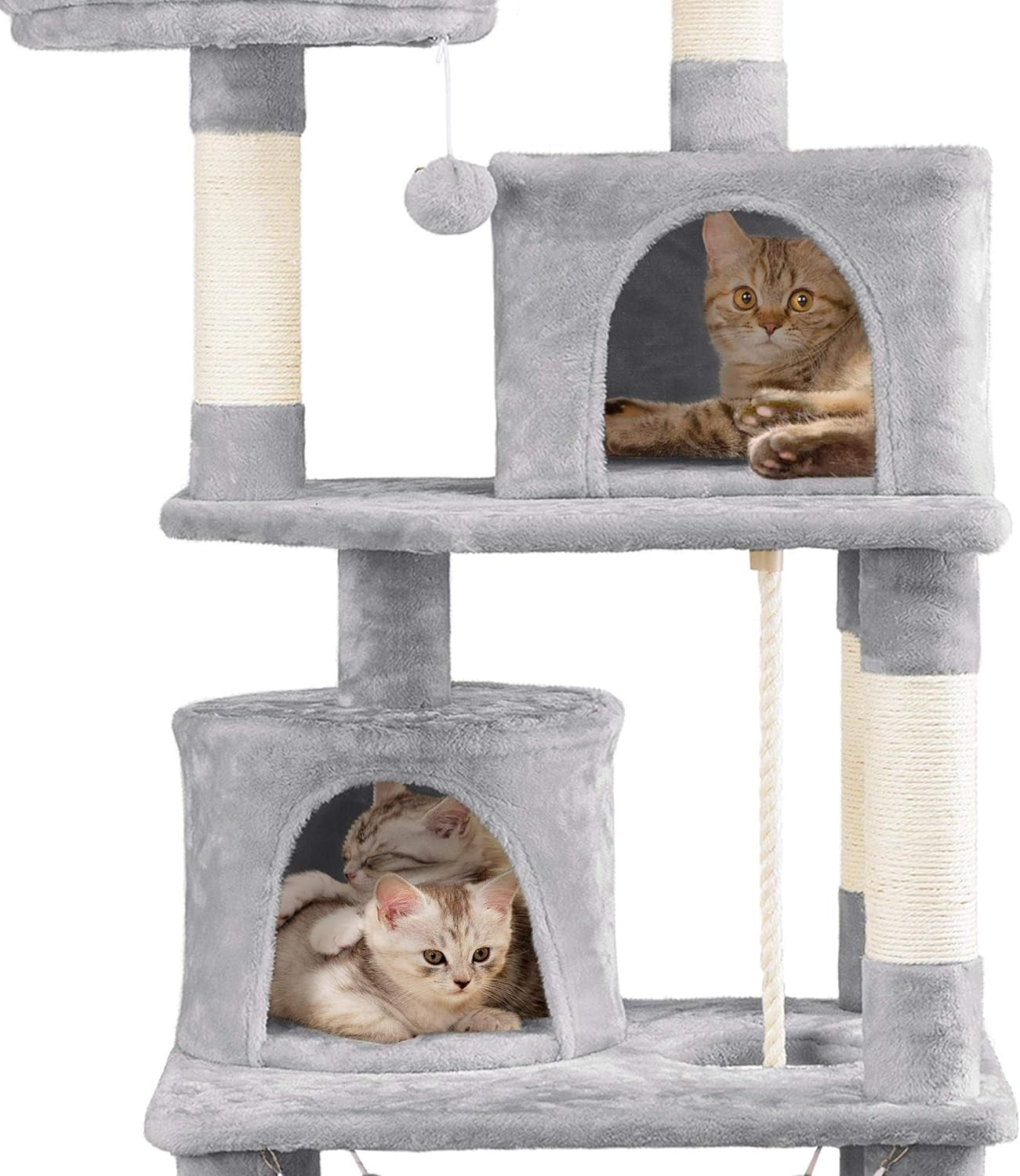 62.2Inches Cat Tree Cat Towers Cat Condo with Platform & Hammock, Scratching Posts for Kittens Pet Play House with Plush Perch for Indoor Activity Relaxing