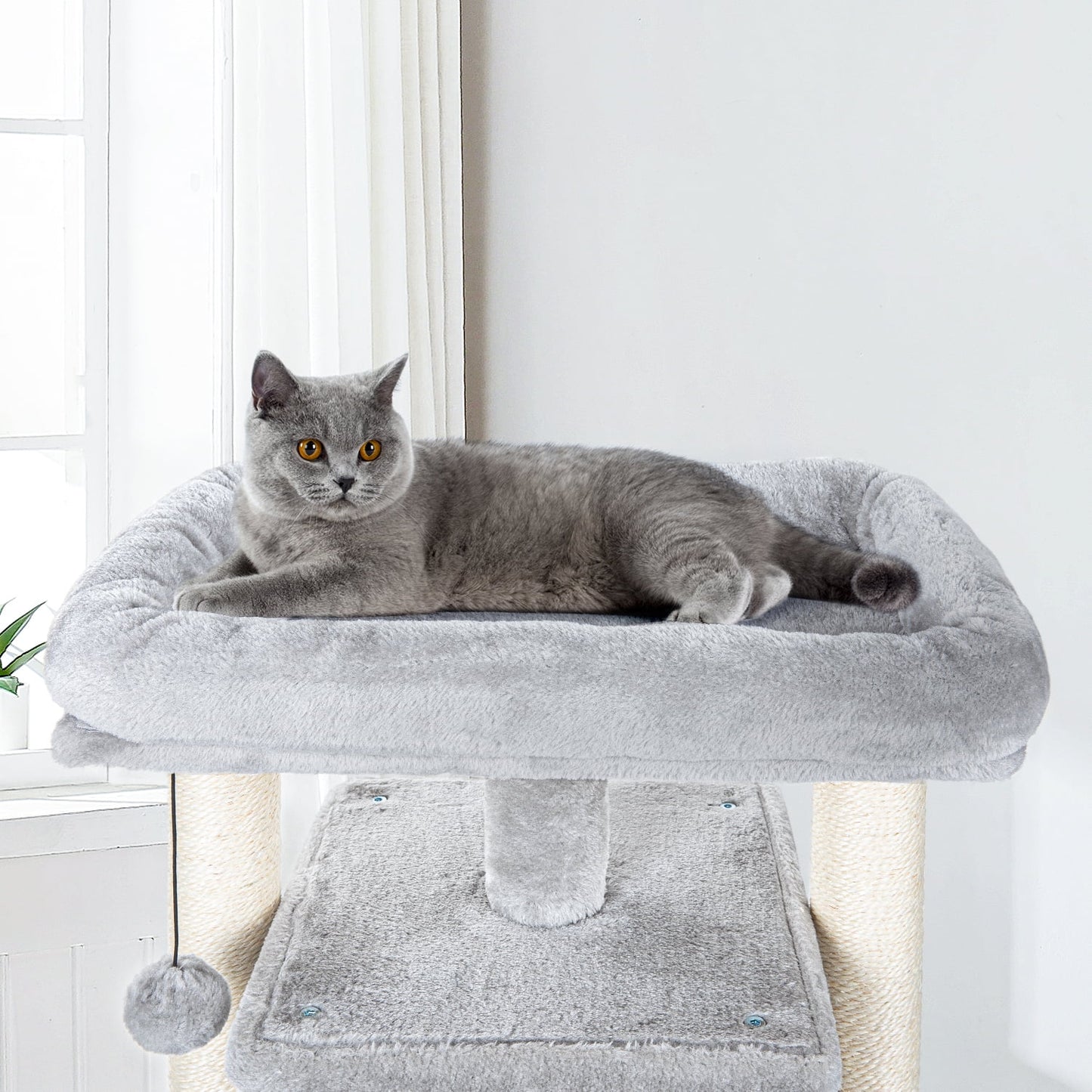 29" Cat Tree Tower for Indoor Cats Cat Condo with Sisal Scratching Posts, Plush Perch, Cat Bed Furniture, Gray