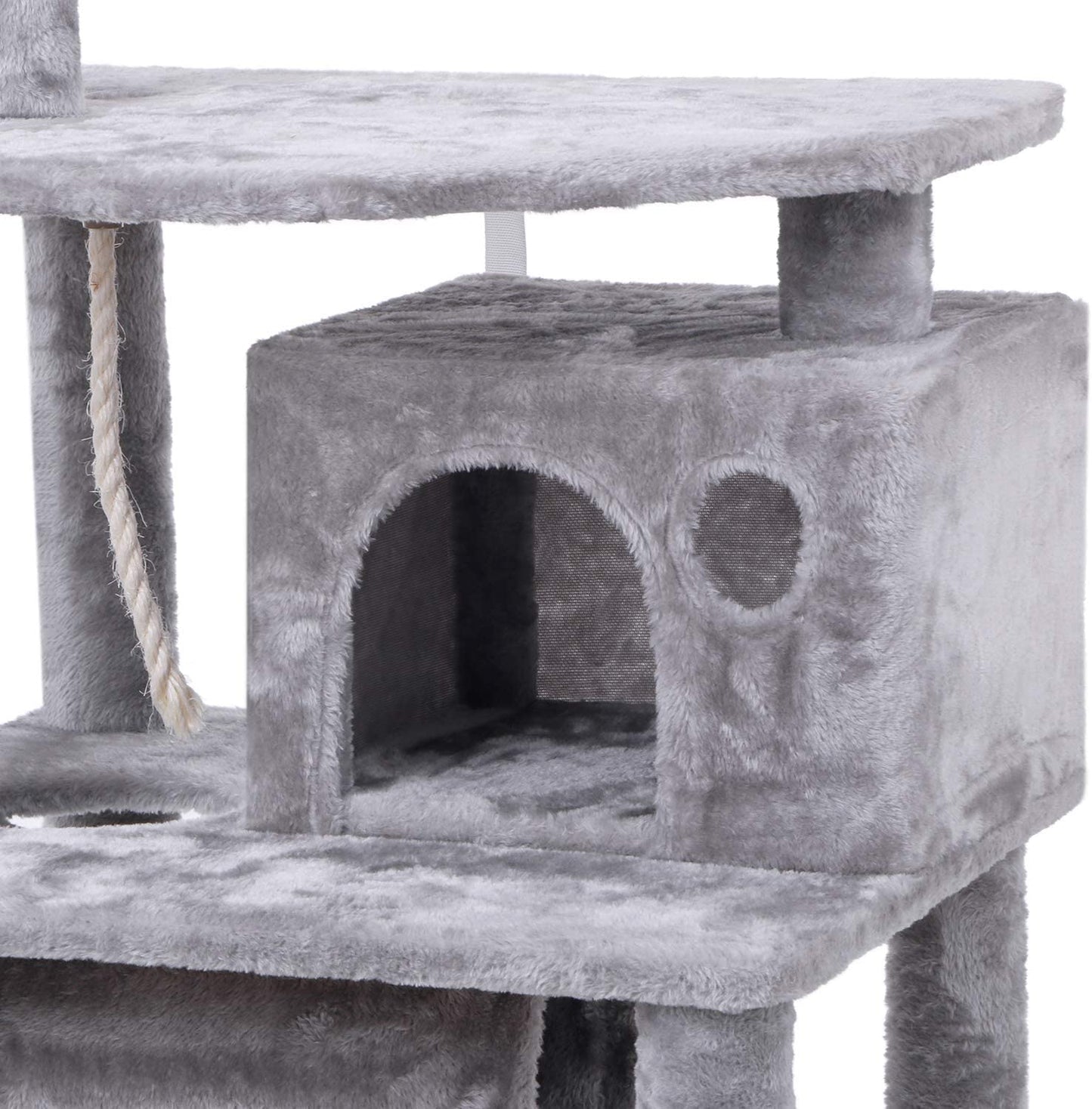 Cat Tree Condo Furniture Kitten Activity Tower Pet Kitty Play House with Scratching Posts Perch Hammock Tunnel MMJ02 (Light Grey)