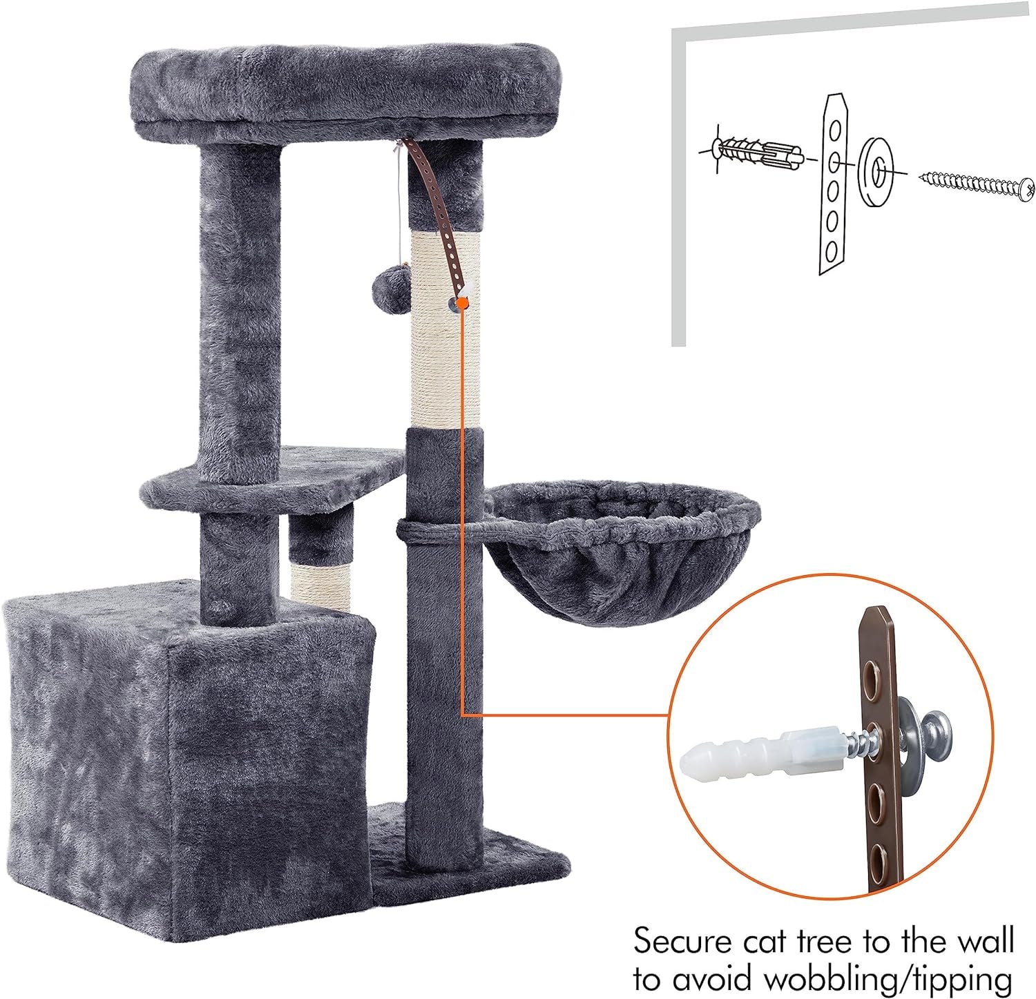 Cat Tree, 34In Cat Tower, Multi-Level Cat Condo with Extra Scratch Boards and Sisal Posts as Kitty Activity Center Cat Stand Tree for Indoor Cats