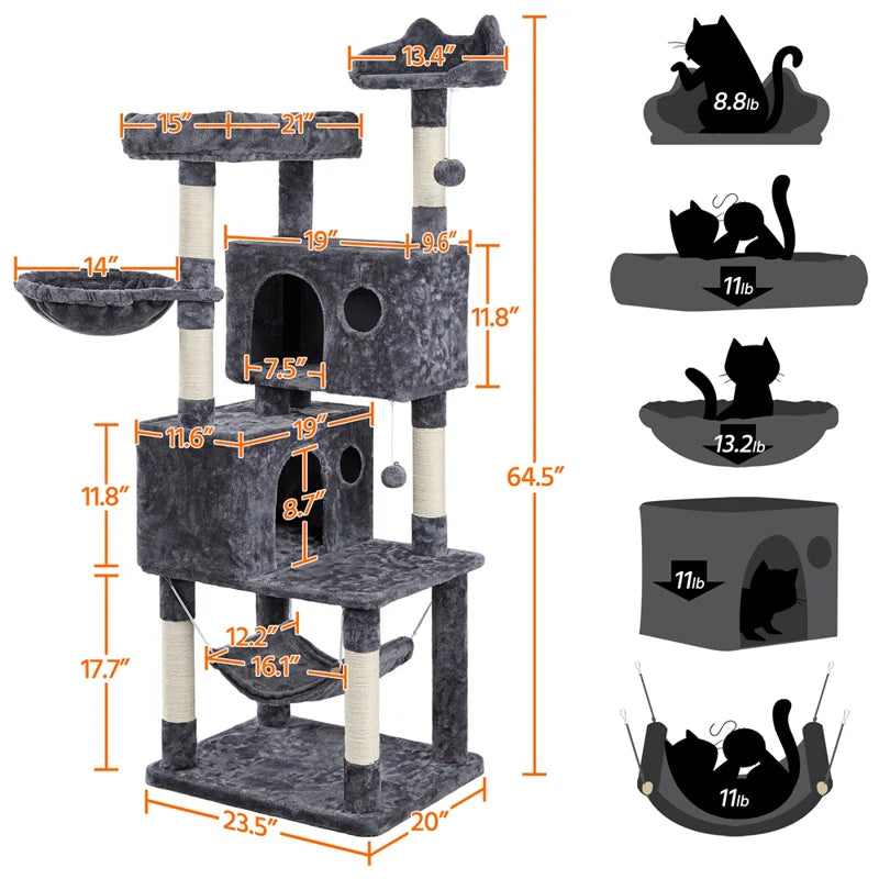 Multiple Level Cat Tree with Scratching Posts