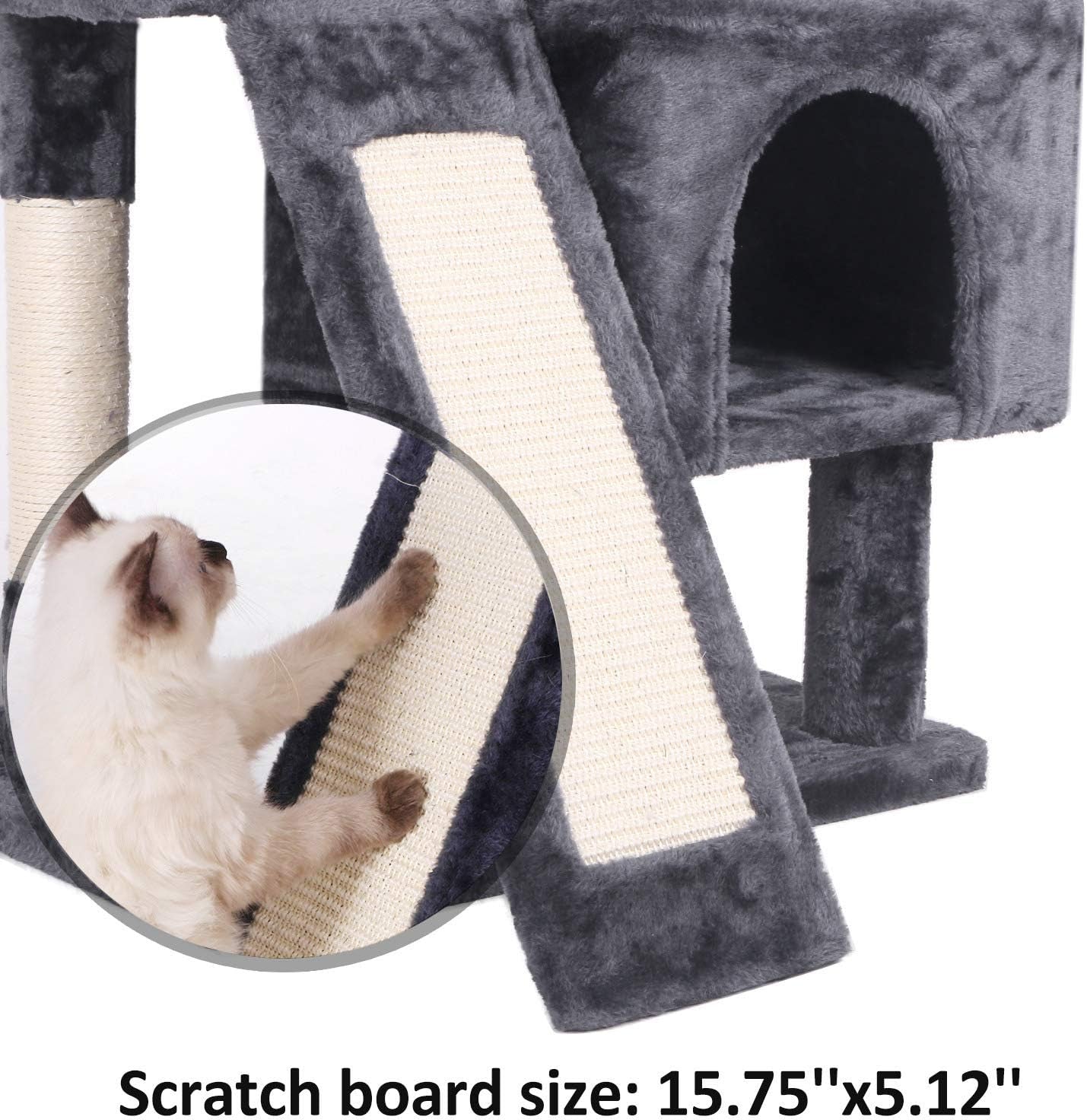 Deluxe Cat Tree Condo with Sisal Scratching Posts & Plush Perch - Ultimate Kitty Activity Center in Grey