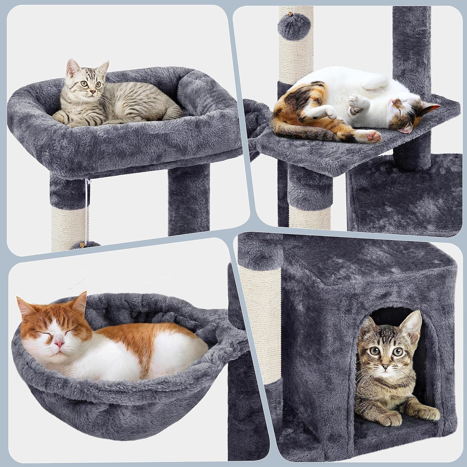 Cat Tree, 34In Cat Tower, Multi-Level Cat Condo with Extra Scratch Boards and Sisal Posts as Kitty Activity Center Cat Stand Tree for Indoor Cats