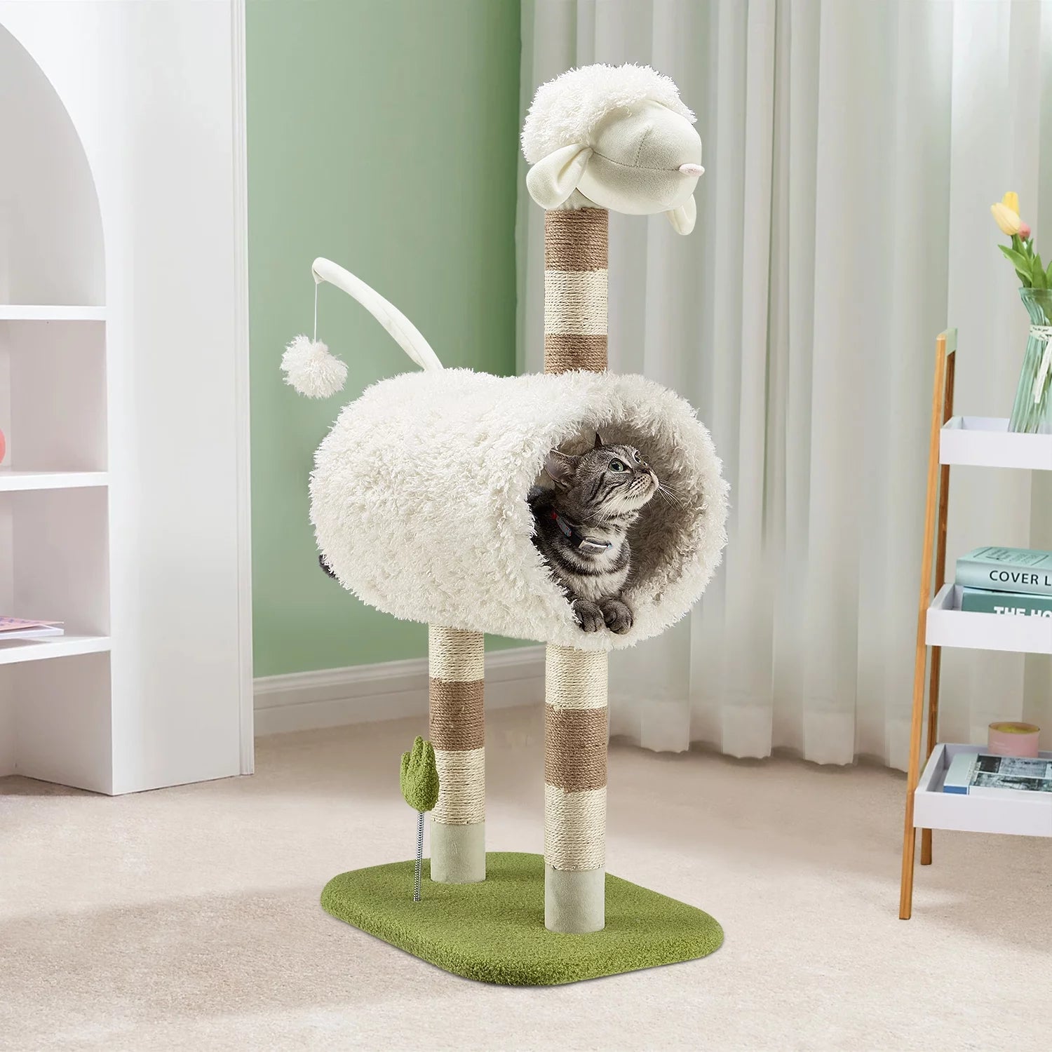 Cat Tree, 39" Cat Tower with Scraching Post & Cat Condo, White