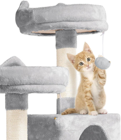 62.2Inches Cat Tree Cat Towers Cat Condo with Platform & Hammock, Scratching Posts for Kittens Pet Play House with Plush Perch for Indoor Activity Relaxing