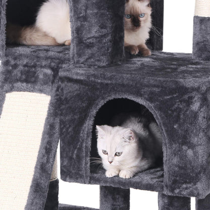 Deluxe Cat Tree Condo with Sisal Scratching Posts & Plush Perch - Ultimate Kitty Activity Center in Grey