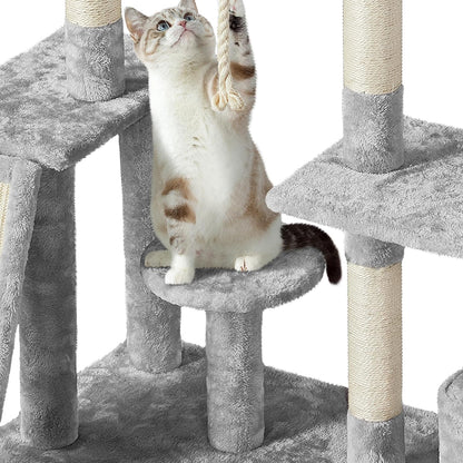 Multi-Level Cat Tree Cat Tower for Indoor Cats, Cat Condo with Scratching Posts, Cat Furniture Play Center, Plush Perch, Rotatable Cat Tree for Kittens/Large Cat, Light Gray