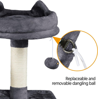 62.2Inches Cat Tree Cat Tower Cat Condo with Platform & Hammock, Scratching Posts for Kittens Pet Play House with Plush Perch for Indoor Activity Relaxing