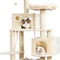 Large Multi-Level Cat Tree Condo Furniture with Sisal-Covered Scratching Posts, 2 Bigger Plush Condos, Perch Hammock for Kittens, Cats and Pets Beige MPJ020M