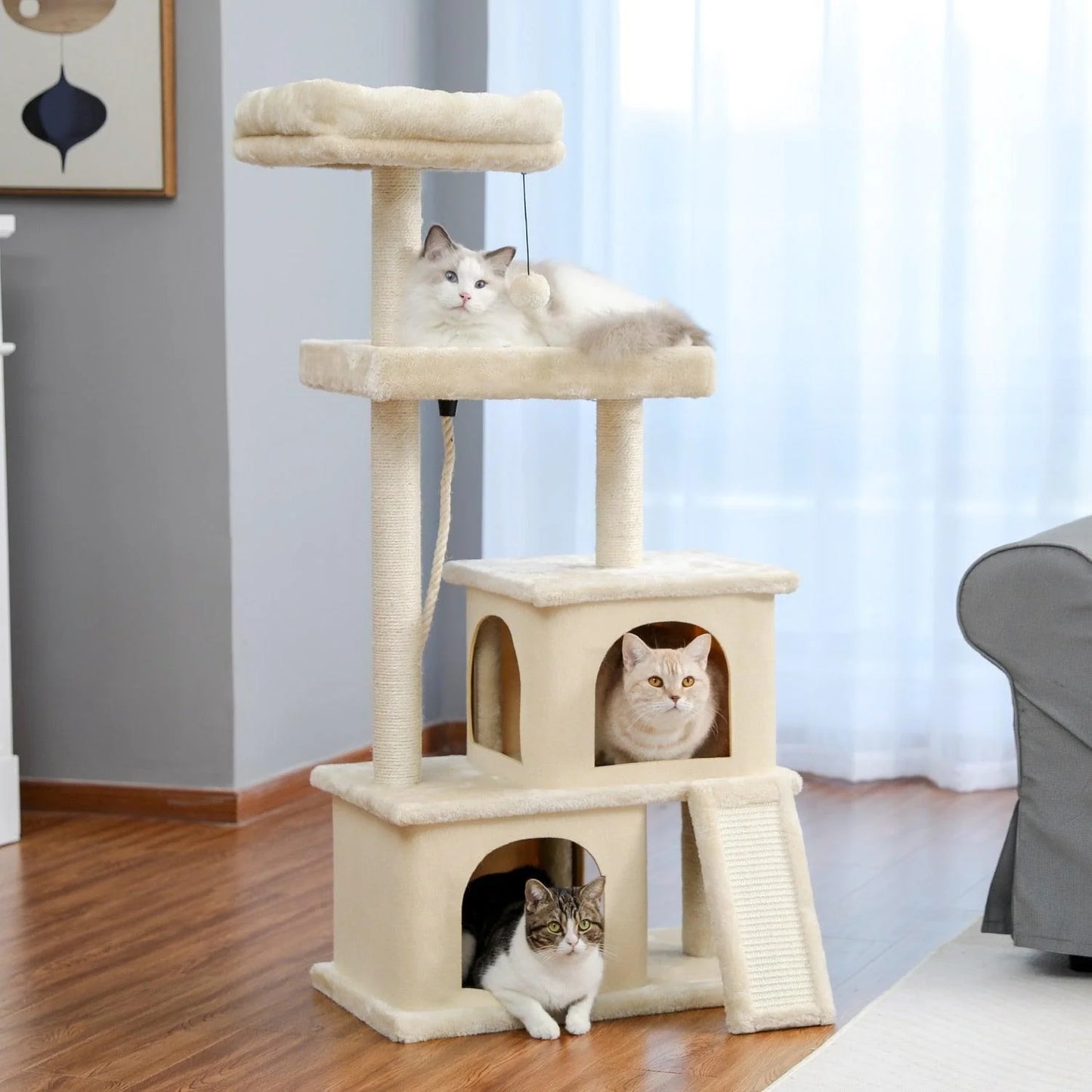 Luxury Cat Tree Entertainment Tower with Stairs